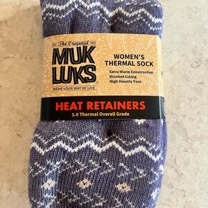 Muk Luks Women's Thermal Socks - Purple and White -heat retainers